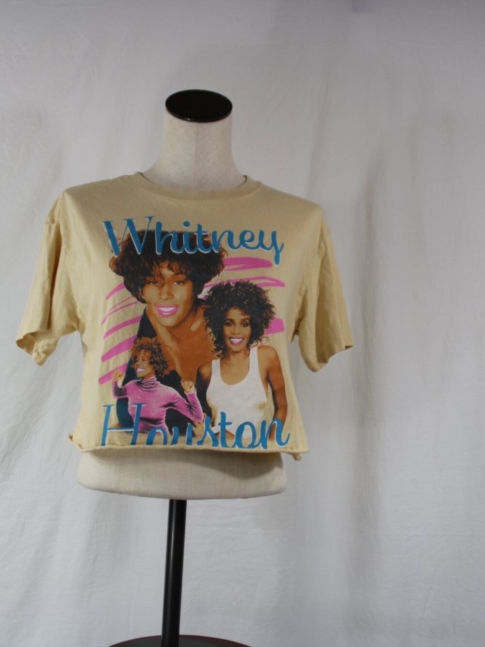 Whitney Houston Cropped Graphic Print Shirt Women's Small Music R&B Tee